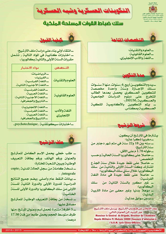 التكوينات العسكرية و الشبه العسكرية سلك ضباط القوات المسلحة الملكية