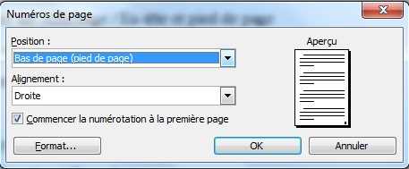 Numéros de page