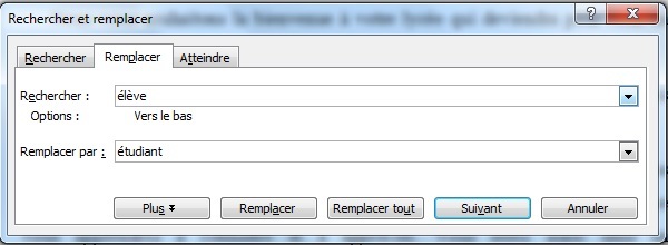 Figure (5) : Rechercher et remplacer un mot word Figure (5) : Rechercher et remplacer un mot word