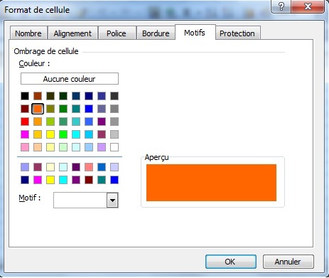 Format de cellule : Motifs
