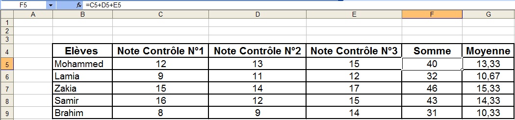 Référence d'une cellule 2
