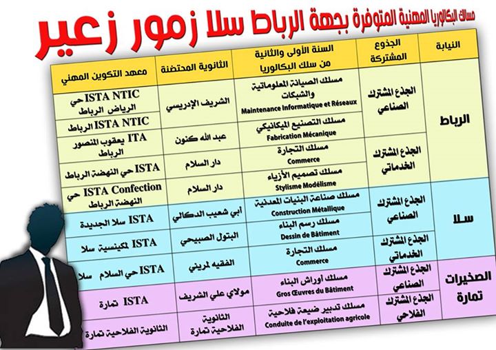 سلك البكالوريا المهنية المتوفرة بجهة الرباط سلا زمور زعير