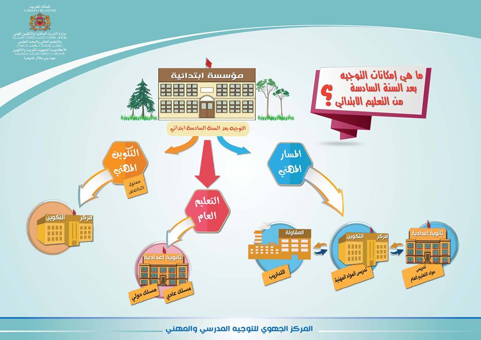 ما هي إمكانات التوجيه بعد السنة السادسة من التعليم الإبتدائي ؟